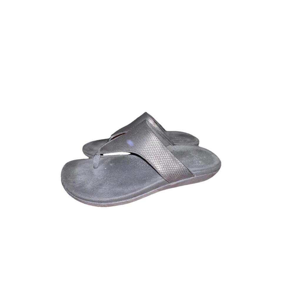 Clarks Women's 8 Brio Vibe Cloudsteppers Black Snake‎ Texture Thong Sandal